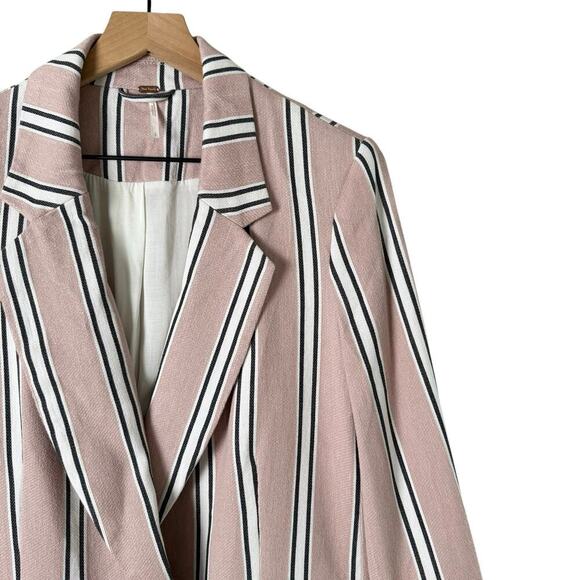Free People Uptown Girl Oversized Blazer in Pink‎ Stripes 100% Cotton, Small - Picture 5 of 15